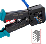 ITBEBE RJ45 Crimping Tool Made of Hardened Steel with Wire Cutter Stripping Blades and Textured Grips (RJ45 CRIMPER TURQUOISE-B)