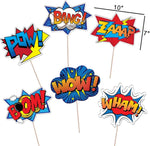 TMCCE Superhero Birthday Party Supplies Superhero Cityscape Photography Backdrop,24 Superhero Masks 6 Superhero Photo Booth Props For Superhero Birthday Party Decorations Favor For Kids