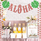 TMCCE Luau Party Supplies Rose Gold Aloha Sign Banner For Hawaiian Moana Party Decorations