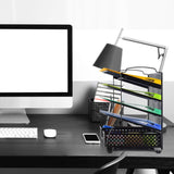 Bextsware 5-Tier Mesh Desktop Organizer File Folder with Sorters Basket, Document Letter Tray Holder Desk Accessories Organization Supplies for Office or Home, Black