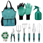 URCERI Garden Tool Set,10 Piece Heavy Duty Rust-Resistant Gardening Equipment with Garden Tool Bag,Gardening Gloves Shovels 98 Feet Bind Line and More,Perfect Garden Tools for Men and Woman