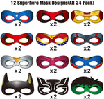 TMCCE Superhero Birthday Party Supplies Superhero Cityscape Photography Backdrop,24 Superhero Masks 6 Superhero Photo Booth Props For Superhero Birthday Party Decorations Favor For Kids