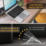 COMSOON Laptop Stand, Adjustable Portable Laptop Holder for Desk, Aluminum Ventilated Notebook Riser for MacBook Air Pro, Dell XPS, More 10-15.6 inches PC Computer, Tablet, iPad (Silver)