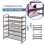 Simple Trending 3-Tier Stackable Shoe Rack, Expandable & Adjustable Shoe Shelf Storage Organizer, Wire Grid, Bronze