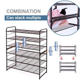 Simple Trending 3-Tier Stackable Shoe Rack, Expandable & Adjustable Shoe Shelf Storage Organizer, Wire Grid, Bronze