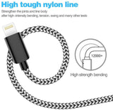 TNSO MFi Certified iPhone Charger Lightning Cable 5Pack(3FT 3FT 6FT 6FT 10FT) Extra Long Nylon Braided USB Fast Charging&Syncing Cord Compatible iPhone Xs MAX XR X 8 Plus 7 Plus 6s Plus Sliver Gray