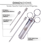 Meat Injector Kit - Marinade Injector Syringe for Food - 304 Stainless Steel Syringes, 6 Professional Needles, 4 Silicone O-Rings and 2 Cleaning Brushes - Recipe Book Pdf - BBQ Grill Kit