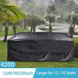 FLYMEI Outdoor Patio Furniture Covers, 315x180x74cm 420D Oxford Polyester Extra Large Size Furniture Set Covers Fits to 12-14Seat Black 124''x70.87''x29.13''