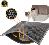 Allan Wendling (Patent) Topcovos Cat Litter Mats, Double Layer Honeycomb Waterproof Urineproof Size24 x18 Inch Washable Litter Trapping Mats for Litter Boxes Easy Clean (Grey)