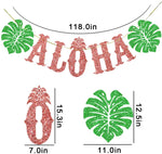 TMCCE Luau Party Supplies Rose Gold Aloha Sign Banner For Hawaiian Moana Party Decorations