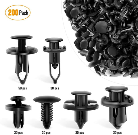 GOOACC Universal Plastic Fender Clips,200 Pcs Push Bumper Fastener Rivet Clips with 6 Size Auto Body Retainer Clips Bumpers,Car Fender Replacement for GM, Ford & Ch