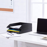 Veesun Stackable Office Letter Organizer Desk Tray - Pack of 2, Black