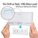 iHave Toothbrush Holder Wall Mount 3 Cups Electric Toothbrush Storage Set- No Drill or Nail Needed (3 Color Toothbrush Holder)