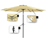 PATIO WATCHER 9-Ft Aluminum Patio Umbrella with Push Button Tilt and Crank, 250 GSM Fabric,8 Ribs, Beige