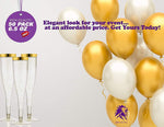 50 Gold Rimmed Sparkle Plastic Champagne Flutes, Gold Glitter, 6.5 Oz Reusable Heavy Duty Wine Glass, Clear Plastic Toasting Glasses, Disposable Plastic Wine Glasses, cups for Bachelorette Party.