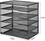 Veesun Paper Letter Tray Organizer, Mesh Desk File Organizer with 5 Tier Shelf Sorter, Black