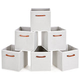 MaidMAX Cloth Storage Bins Cubes Baskets Containers with Wooden Handle for Home Closet Bedroom Drawers Organizers, Foldable, Gray Chevron, Set of 6