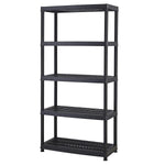 Keter 5-Shelf Heavy Duty Utility Plastic Freestanding Ventilated Shelving Unit, Black