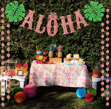 TMCCE Luau Party Supplies Rose Gold Aloha Sign Banner For Hawaiian Moana Party Decorations