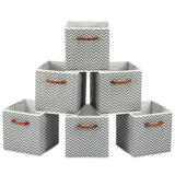 MaidMAX Foldable Storage Cubes, Set of 6 Decorative Fabric Storage Bins Containers Organizers Drawers with Wood Handles for Shelves Clothes Closet Kids Bedroom, Gray Polka Dot
