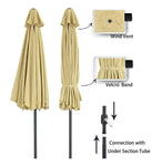 PATIO WATCHER 9-Ft Aluminum Patio Umbrella with Push Button Tilt and Crank, 250 GSM Fabric,8 Ribs, Beige