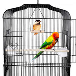 SUPER DEAL 59.3''/53'' Rolling Bird Cage Large Wrought Iron Cage for Cockatiel Sun Conure Parakeet Finch Budgie Lovebird Canary Medium Pet House with Rolling Stand & Storage Shelf