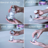 Filtered Shower Head - High Pressure and Water Saving -3 Settings - Reduces Chlorine and Dissolved Solids - The Best Shower Filter for Low Water Pressure - Improved Design WITH METAL COMPONENT PARTS