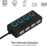 Sabrent 4-Port USB 2.0 Hub with Individual LED lit Power Switches (HB-UMLS)