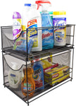 Sorbus Cabinet Organizer Drawer with Cover—Mesh Storage Organizer w/ Pull Out Drawers—Stackable, Ideal for Countertop, Cabinet, Pantry, Under the Sink, Desktop and More (Silver Bottom Drawer)