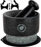 Marble Mortar and Pestle Set - [5.5 Inch, 17 Oz] Unique Double Sided - Pestle and Mortar Bowl Solid Stone Grinder - Guacamole Mortar and Pestle Large - INCLUDED: Silicone Lid/Mat and Spoon