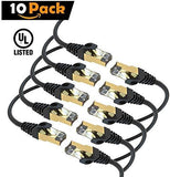 Maximm Cat7 Ethernet Cable, 15 Feet, Grey, 10-Pack - Pure Copper - RJ45 Gold-Plated Snagless Connectors 600 MHz, 10 Gbps. for Fast Network & Computer Networking + Cable Clips and Ties