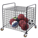 MyGift Metal Rolling Sports Ball Storage Hopper & Equipment Cart