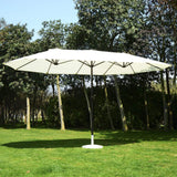 Outsunny VD-3454OPBE Crank-Tan 15' Double-Sided Twin Outdoor Market Patio Umbrella with Cran, L x 8.85'W x 7.9'H