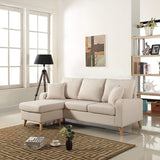 Divano Roma Furniture Mid Century Modern Linen Fabric Small Space Sectional Sofa with Reversible Chaise (Light Grey)