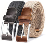 Belt for Men,Woven Stretch Braided Belt 2 Unit Gift-boxed Golf Casual Belts,Width 1 3/8"