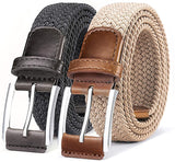 Belt for Men,Woven Stretch Braided Belt 2 Unit Gift-boxed Golf Casual Belts,Width 1 3/8"