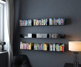 Wallniture Bali Floating Wall Mount Metal U Shape Shelf Book CD DVD Storage Display Bookcase Black Set of 2