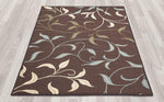 Ottomanson Brown Ottohome Contemporary Leaves Design Modern Area Rug with Non-Skid Rubber Backing 8'2"W x 9'10"L, Chocolate - OTH2068-8X10