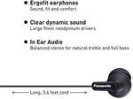 Panasonic ErgoFit In-Ear Earbud Headphones RP-HJE120-KA (Matte Black) Dynamic Crystal-Clear Sound, Ergonomic Comfort-Fit