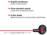 Panasonic ErgoFit In-Ear Earbud Headphones RP-HJE120-KA (Matte Black) Dynamic Crystal-Clear Sound, Ergonomic Comfort-Fit