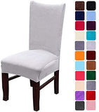 smiry Velvet Stretch Dining Room Chair Covers Soft Removable Dining Chair Slipcovers Set of 2, Peacock Green